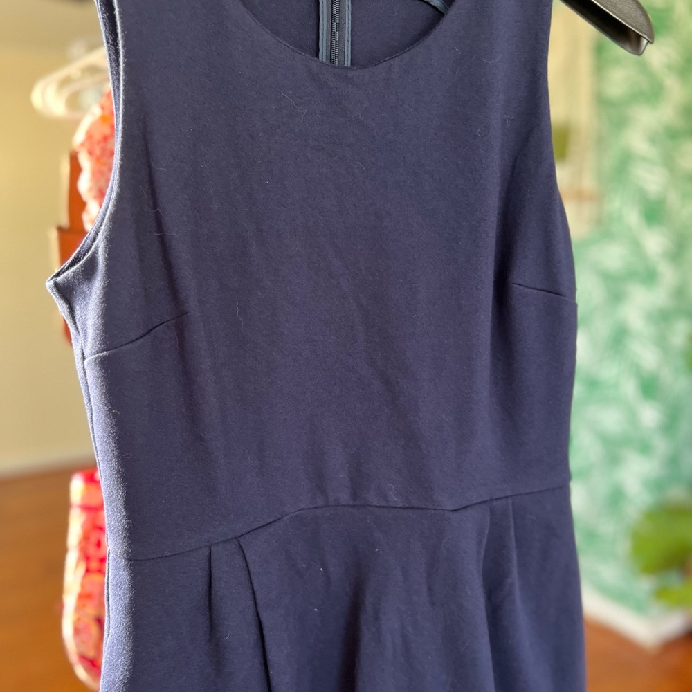 Madewell Navy Blue A Line Sheath Sleeveless Dress Fitted Tailored Sz M - Picture 4 of 5